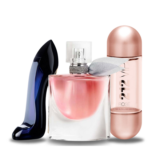 Combination of 3 fragrances - Good Girl from Carolina Herrera, La Vie Est Belle from Lancôme and 212 VIP Rosé from Carolina Herrera [100 ml each]